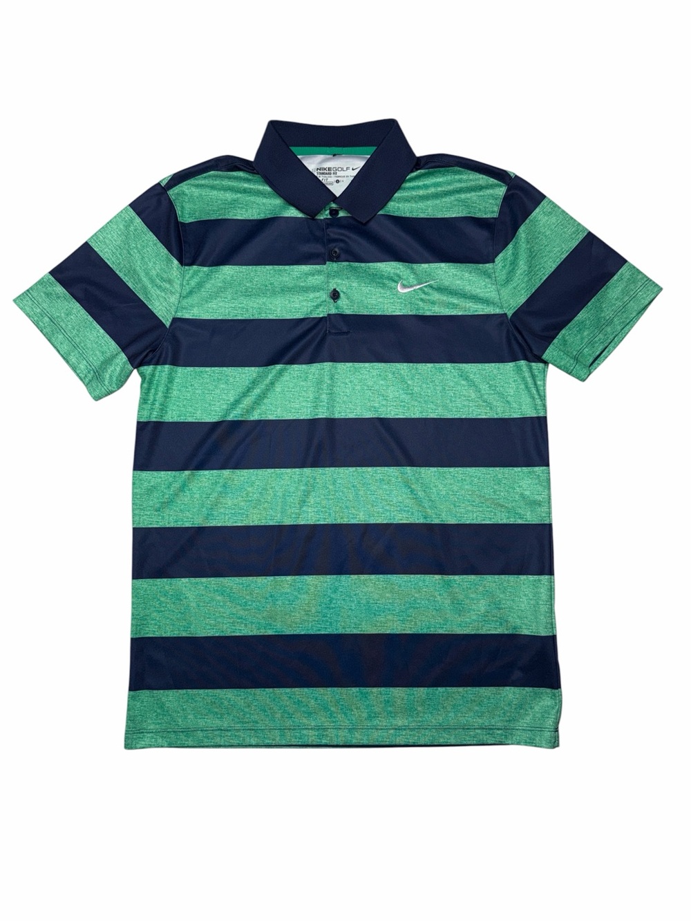 Nike Golf Dri-FIT Polo Shirt Men's Small Green Navy Striped Standard Fit